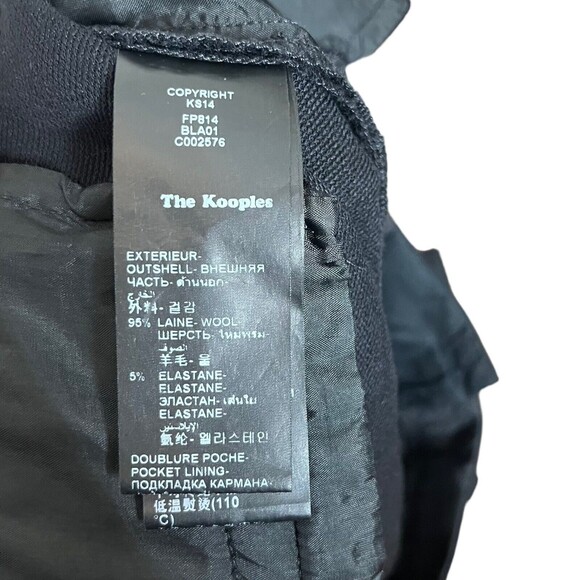 The Kooples Cropped Trouser Pants Women’s Large Black Wool Slim Fit Leather Trim - Picture 10 of 12